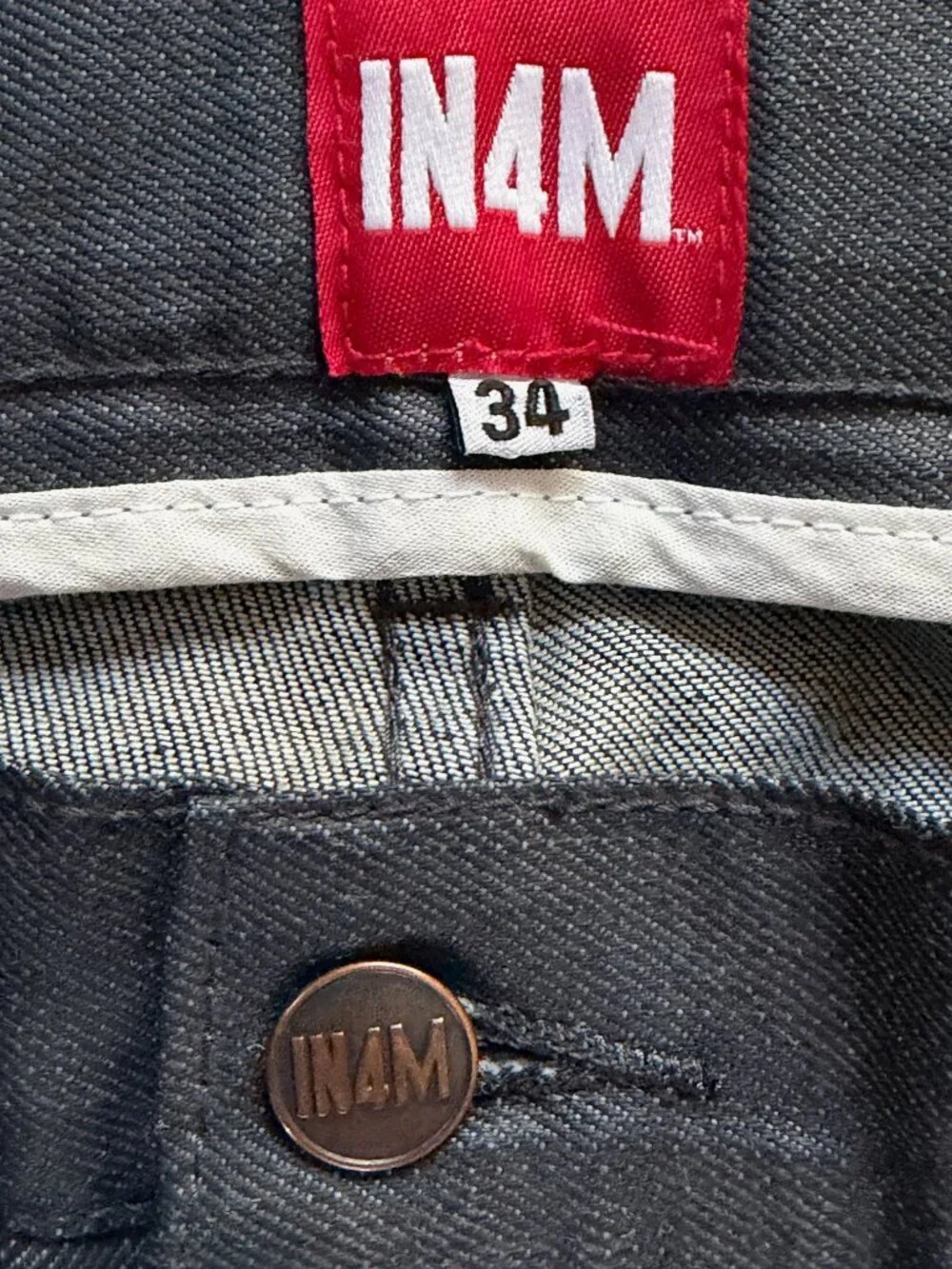 IN4MA-TION - IN4M - Special Waxed Denim Jeans - Men's Sz. 34 Gray - Excel. Cond.